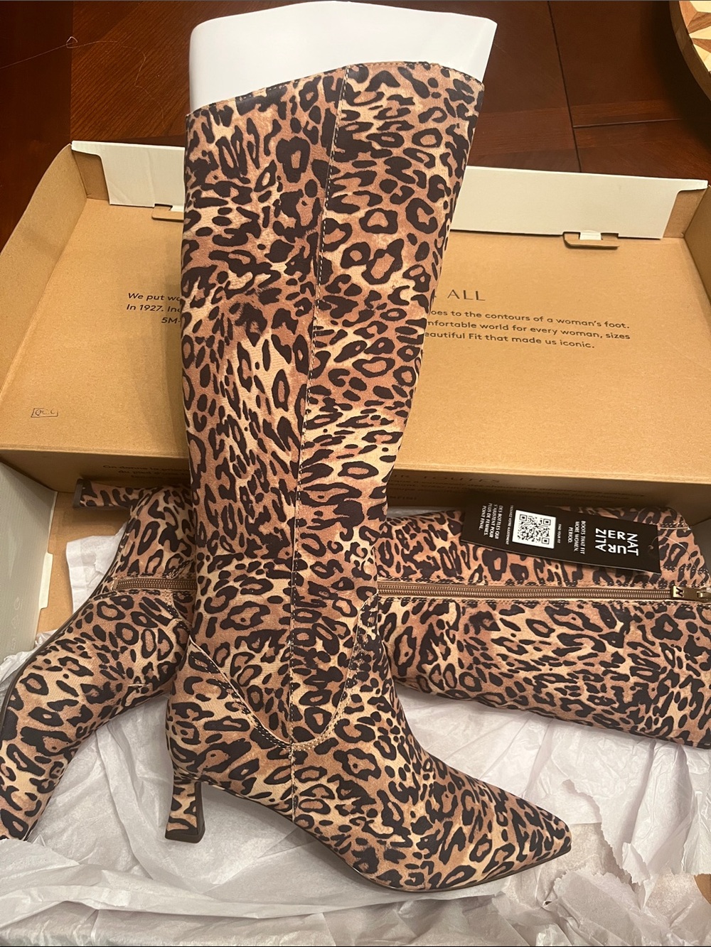 Naturalizer Leopard-Print Knee-High Heeled Boots - 9M